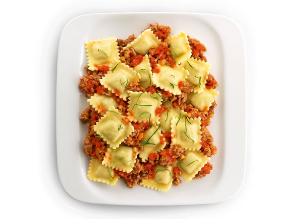 Ravioli Carne with spicy bolognese