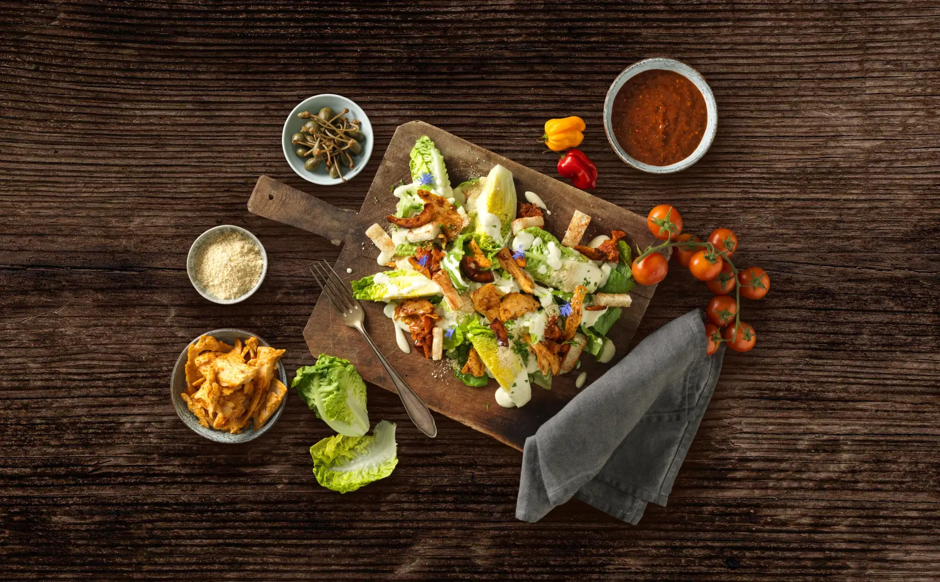 Caesar Salat mit THE GREEN MOUNTAIN Geschnetzeltem